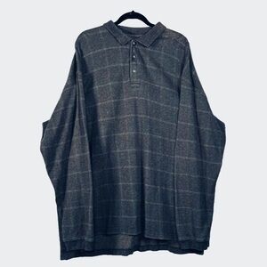 Izod Mens Gray Long Sleeve Polo 3 Buttons Shirt Cotton Big & Tall Sz 3XLT